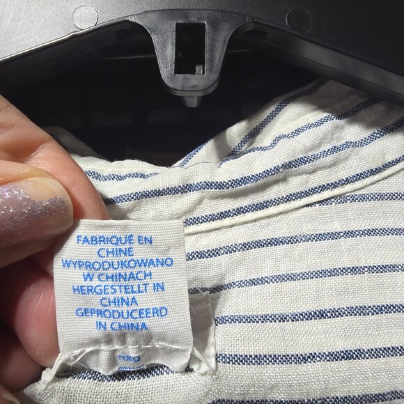 Sigrid Olsen Womens Sz 1X Striped Button Detail 3/4 Sleeve Tunic Top 100% Linen - Picture 14 of 15